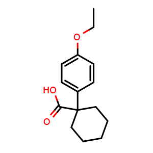 Chemical structure of 1-(4-Ethoxyphenyl)cyclohexanecarboxylic acid , CAS 36263-67-9, AChemBlock P38528