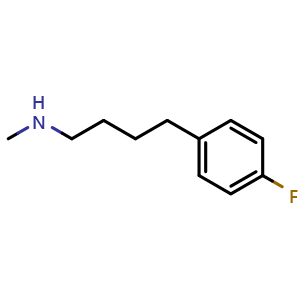 Chemical structure of 4-Fluoro-N-methyl-benzenebutanamine , CAS 361394-77-6, AChemBlock P38542