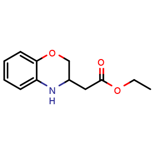 Chemical structure of Ethyl 3,4-dihydro-2H-1,4-benzoxazine-3-acetate , CAS 35990-53-5, AChemBlock P38557
