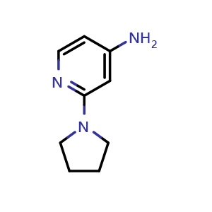 Chemical structure of 2-(1-Pyrrolidinyl)-4-pyridinamine , CAS 35981-63-6, AChemBlock P38560