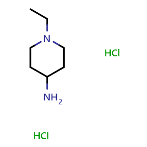 Chemical structure of 1-Ethyl-4-piperidinamine dihydrochloride , CAS 357935-97-8, AChemBlock P38568