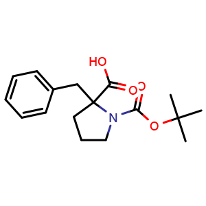Chemical structure of 1-Boc-2-benzyl-2-pyrrolidinecarboxylic acid , CAS 351002-72-7, AChemBlock P38626