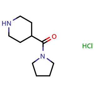 Chemical structure of 4-Pyrrolidinocarbonylpiperidine hydrochloride , CAS 35090-95-0, AChemBlock P38628