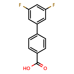 Chemical structure of 3',5'-Difluorobiphenyl-4-carboxylic acid , CAS 350682-84-7, AChemBlock P38632