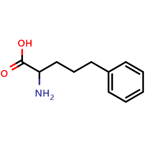 Chemical structure of 2-Amino-5-phenyl-pentanoic acid , CAS 34993-02-7, AChemBlock P38634