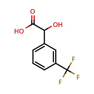 Chemical structure of 3-(Trifluoromethyl)mandelic acid , CAS 349-10-0, AChemBlock P38639