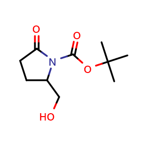 Chemical structure of 1-Boc-2-(hydroxymethyl)-5-oxopyrrolidine , CAS 344884-10-2, AChemBlock P38664