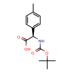 Chemical structure of (R)-2-(Boc-amino)-2-(4-methylphenyl)acetic acid , CAS 344551-33-3, AChemBlock P38666