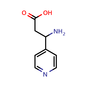 Chemical structure of 3-Amino-3-(4-pyridyl)propionic acid , CAS 3429-24-1, AChemBlock P38684