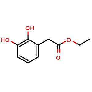 Chemical structure of Ethyl 2,3-dihydroxybenzeneacetate , CAS 342623-35-2, AChemBlock P38689