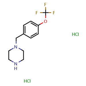 Chemical structure of 1-[4-(Trifluoromethoxy)benzyl]piperazine dihydrochloride , CAS 340759-27-5, AChemBlock P38705