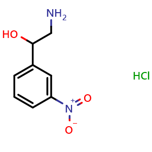 Chemical structure of 2-Amino-1-(3-nitrophenyl)ethanol hydrochloride , CAS 139021-45-7, AChemBlock P38708