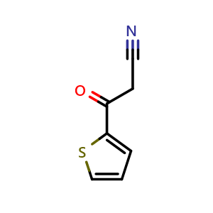 Chemical structure of 3-Oxo-3-thiophen-2-ylpropionitrile , CAS 33898-90-7, AChemBlock P38721