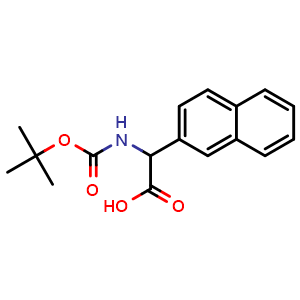 Chemical structure of 2-(Boc-amino)-2-(naphthalen-2-yl)acetic acid , CAS 33741-79-6, AChemBlock P38730