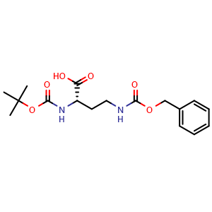 Chemical structure of (S)-2-(Boc-amino)-4-(Cbz-amino)butanoic acid , CAS 3350-20-7, AChemBlock P38743