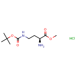 Chemical structure of H-Dab(Boc)-OMe.hydrochloride , CAS 3350-15-0, AChemBlock P38744