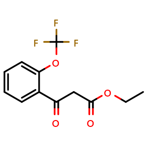 Chemical structure of Ethyl 3-oxo-3-(2-trifluoromethoxyphenyl)propanoate , CAS 334778-38-0, AChemBlock P38747