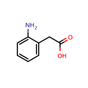 Chemical structure of 2-Aminophenylacetic acid , CAS 3342-78-7, AChemBlock P38750