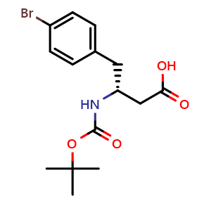 Chemical structure of (R)-4-Bromo-b-(Boc-amino)benzenebutanoic acid , CAS 331763-75-8, AChemBlock P38767