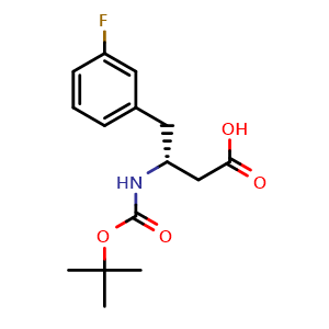 Chemical structure of (R)-3-Fluoro-b-(Boc-amino)benzenebutanoic acid , CAS 331763-66-7, AChemBlock P38769