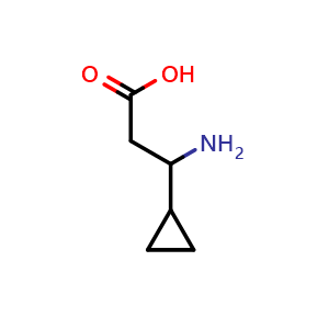 Chemical structure of 3-Amino-3-cyclopropylpropionic acid , CAS 331633-72-8, AChemBlock P38780