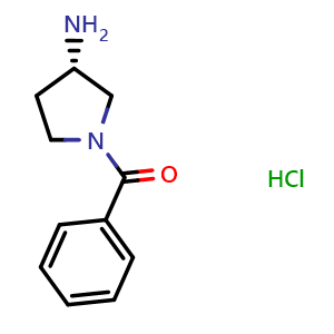 Chemical structure of (S)-1-Benzoyl-3-pyrrolidinamine hydrochloride , CAS 330186-77-1, AChemBlock P38788