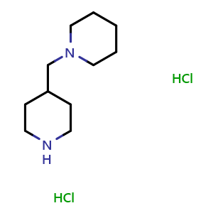 Chemical structure of 4-(1-Piperidylmethyl)piperidine dihydrochloride , CAS 32832-17-0, AChemBlock P38797