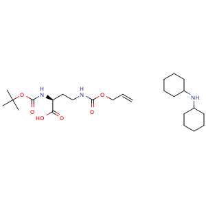 Chemical structure of Boc-Dab(Alloc)-OH.DCHA , CAS 327156-92-3, AChemBlock P38804