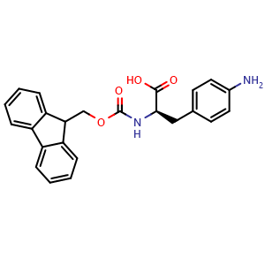 Chemical structure of 4-Amino-N-Fmoc-D-phenylalanine , CAS 324017-21-2, AChemBlock P38824