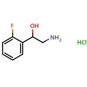 Chemical structure of 2-Amino-1-(2-fluorophenyl)ethanol hydrochloride , CAS 3225-74-9, AChemBlock P38828