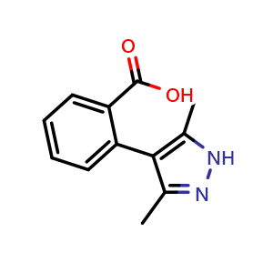 Chemical structure of 2-(3,5-Dimethyl-1H-pyrazol-4-yl)-benzoic acid , CAS 321309-43-7, AChemBlock P38843