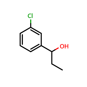 Chemical structure of 1-(3-Chlorophenyl)propan-1-ol , CAS 32019-30-0, AChemBlock P38851