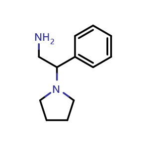 Chemical structure of 2-Phenyl-2-(1-pyrrolidinyl)ethanamine , CAS 31466-46-3, AChemBlock P38883