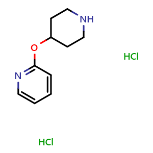 Chemical structure of 2-(4-Piperidinyloxy)-pyridine dihydrochloride , CAS 313490-36-7, AChemBlock P38888