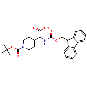 Chemical structure of a-(Fmoc-amino)-N-Boc-4-piperidineacetic acid , CAS 313051-96-6, AChemBlock P38891