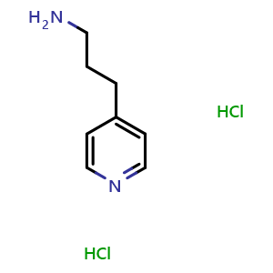 Chemical structure of 4-Pyridinepropanamine dihydrochloride , CAS 30532-36-6, AChemBlock P38929
