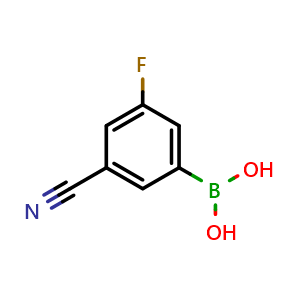 Chemical structure of 3-Cyano-5-fluoro-phenylboronic acid , CAS 304858-67-1, AChemBlock P38934