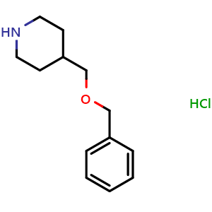 Chemical structure of 4-[(Phenylmethoxy)methyl]piperidine hydrochloride , CAS 301226-92-6, AChemBlock P38958