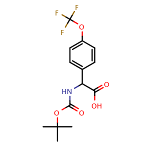 Chemical structure of N-Boc-2-(4-trifluoromethoxyphenyl)glycine , CAS 301196-85-0, AChemBlock P38960