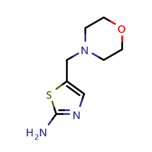 Chemical structure of 5-(4-Morpholinylmethyl)-2-thiazolamine , CAS 3008-62-6, AChemBlock P38962