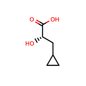 Chemical structure of (S)-a-Hydroxy-cyclopropanepropanoic acid , CAS 300853-97-8, AChemBlock P38965
