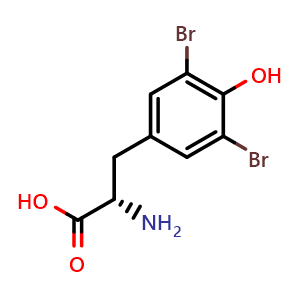 Chemical structure of 3,5-Dibromo-L-tyrosine , CAS 300-38-9, AChemBlock P38967