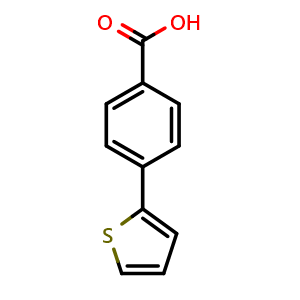 Chemical structure of 4-(2-Thienyl)benzoic acid , CAS 29886-62-2, AChemBlock P38977