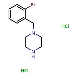 Chemical structure of 1-(2-Bromobenzyl)piperazine dihydrochloride , CAS 298705-59-6, AChemBlock P38978