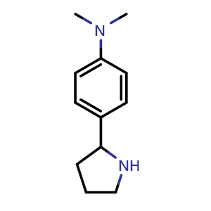 Chemical structure of 2-(4-Dimethylaminophenyl)pyrrolidine , CAS 298690-88-7, AChemBlock P38979