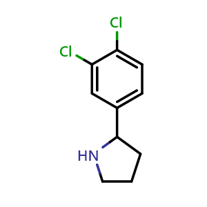 Chemical structure of 2-(3,4-Dichlorophenyl)pyrrolidine , CAS 298690-82-1, AChemBlock P38980