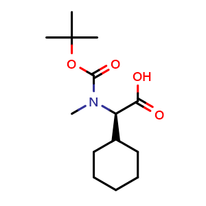 Chemical structure of (R)-a-(N-Boc-N-methylamino)cyclohexaneacetic acid , CAS 287210-86-0, AChemBlock P39044