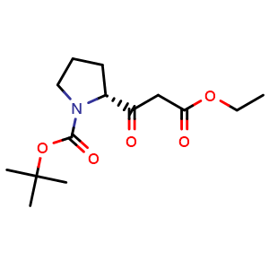 Chemical structure of Ethyl (R)-1-Boc-b-oxo-2-pyrrolidinepropanoate , CAS 287107-87-3, AChemBlock P39046