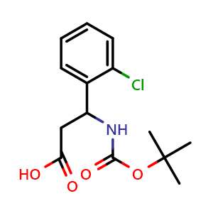 Chemical structure of Boc-3-Amino-3-(2-chlorophenyl)propionic acid , CAS 284493-66-9, AChemBlock P39060