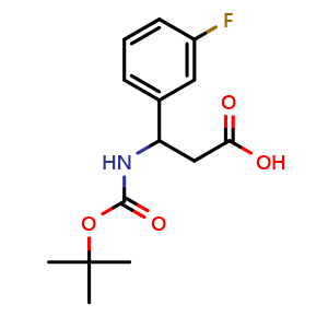 Chemical structure of Boc-3-Amino-3-(3-fluorophenyl)propionic acid , CAS 284493-59-0, AChemBlock P39061